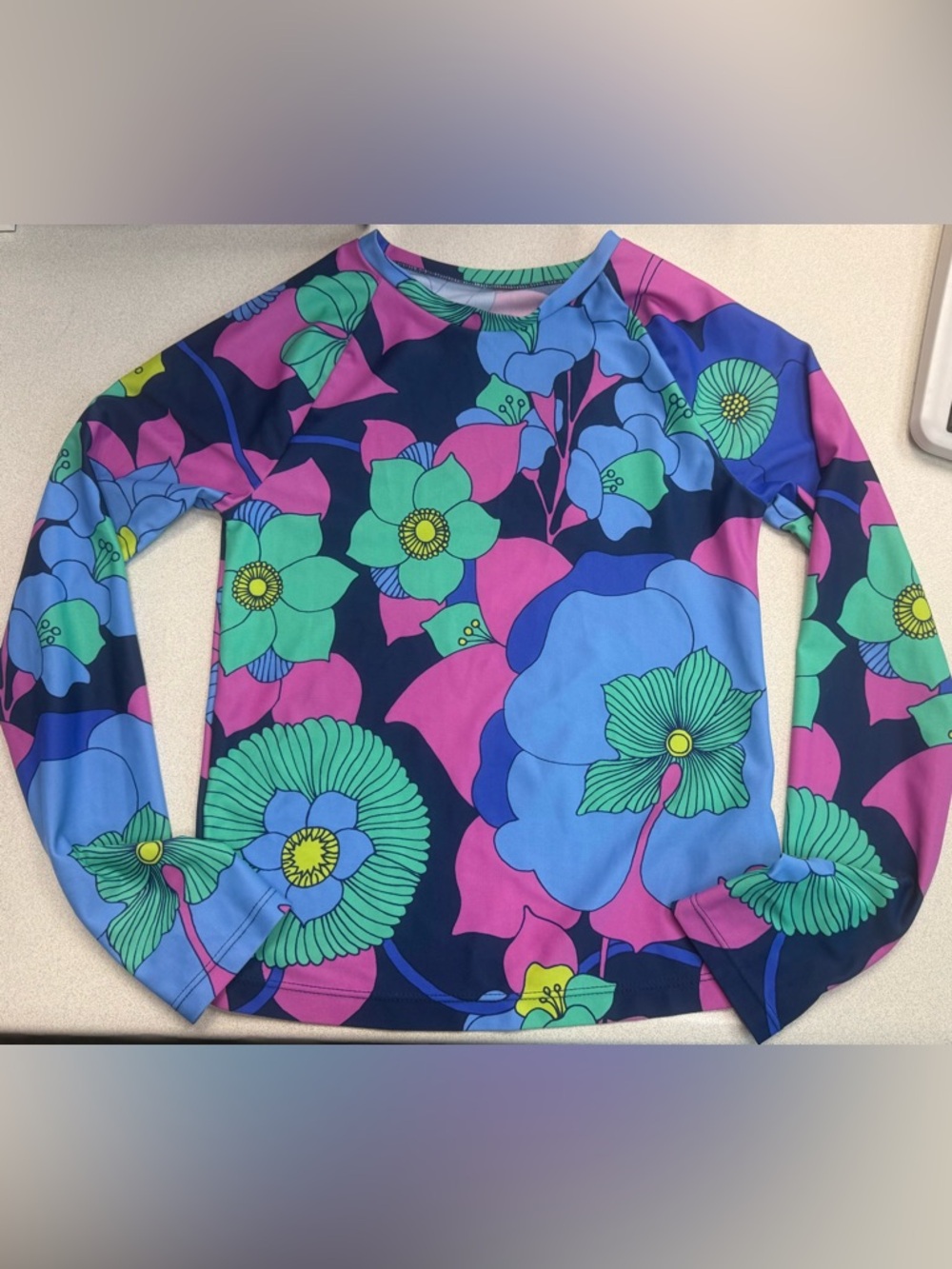GAP Kids Floral Rashguard Swim Top UPF 50+ Floral Navy, Green & Pink NWOT